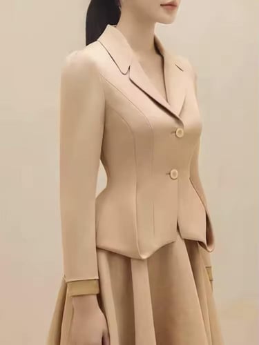 Blush Elegance Midi Suit Dress