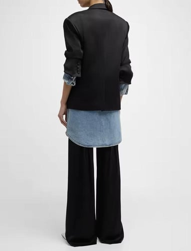 Blazer with Denim Accent