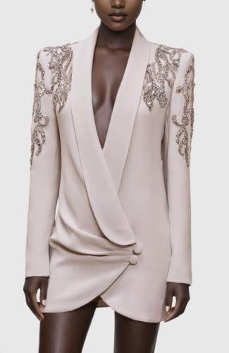 Opulent Embellished Blazer Dress