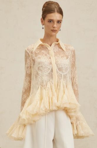 قميص دانتيل الوهم الرقيق