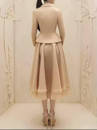 Blush Elegance Midi Suit Dress