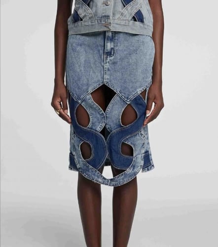 Celestial Wave Denim Skirt