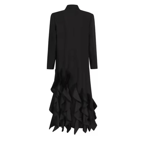 Black Ruffled Elegance Coat