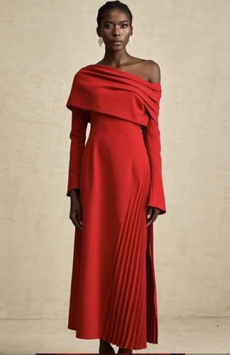 Crimson Drapé Dress | فستان كريمسون درابي
