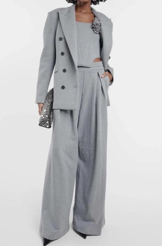 Gray Corset Top with 3D Floral Detail