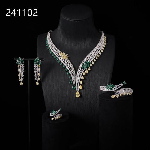 طقم مجوهرات زركون فخم عالي الجودة 4 قطع 0263