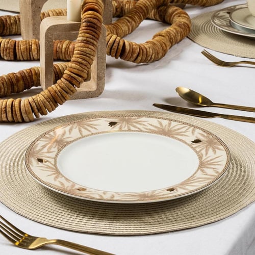 طقم عشاء مجموعة ( عجوة ) أسود وذهبي 18 قطعة