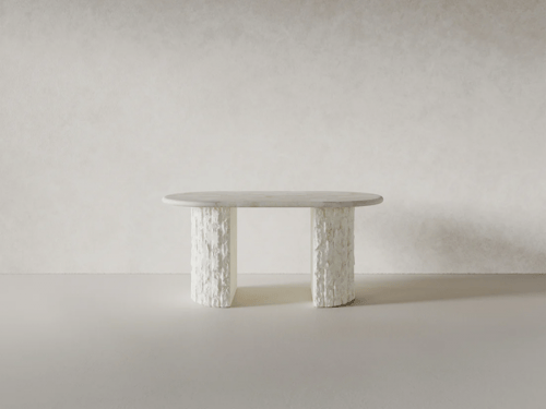 طاولة طعام بيضاوية حجرية منحوته