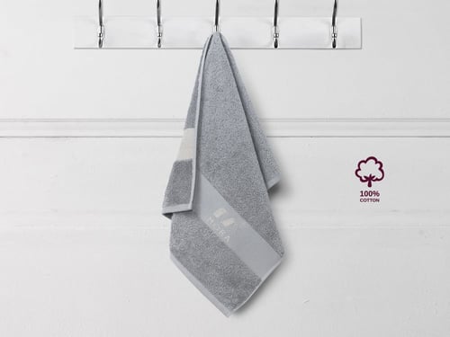 طقم مناشف قطن بامبو 4 قطع - رمادي فاتح