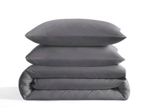 تلبيسة لحاف بدون حشوة مزدوج 4 قطع - رمادي غامق