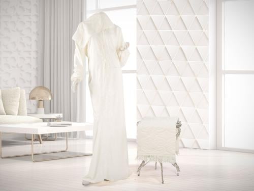 طقم شرشف صلاة مطرز مع سجادة - سكري