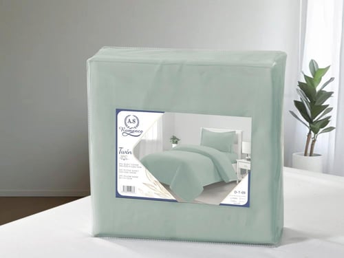 تلبيسة لحاف بدون حشوة مفرد ونص 3 قطع - تفاحي