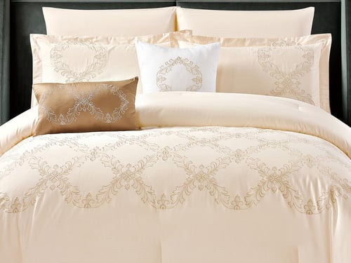 مفرش GISELLE قطن فاخر مطرز مزدوج - 200×200 سم - 10...