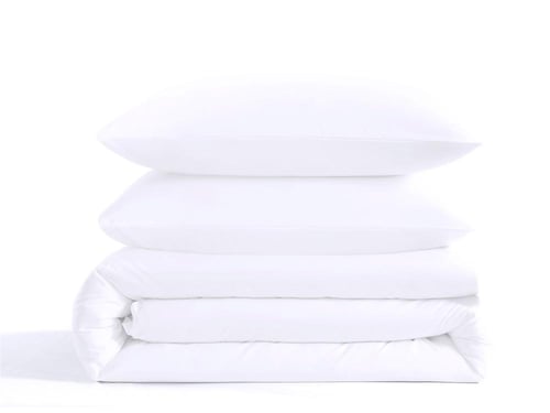 تلبيسة لحاف بدون حشوة مزدوج 4 قطع - أبيض