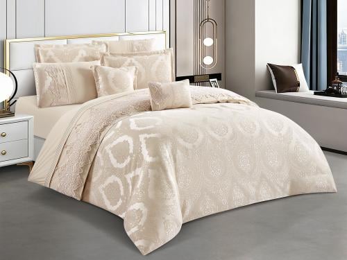 مفرش REMO عرائس مزدوج - 200×200 سم - 8 قطع - بيج غ...