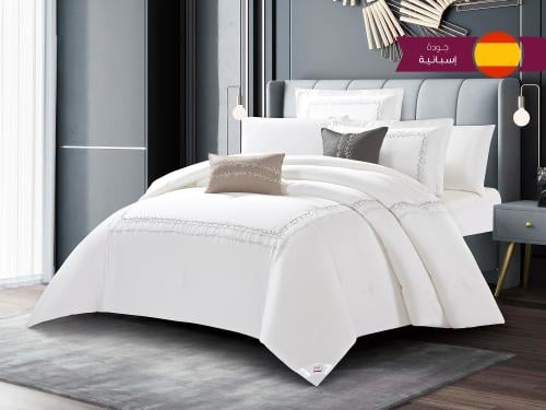 مفرش GISELLE قطن فاخر مطرز مزدوج - 200×200 سم - 10...