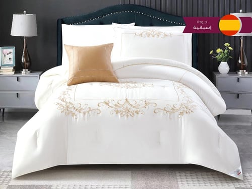 مفرش GISELLE قطن فاخر مطرز مفرد ونص - 140×200 سم -...