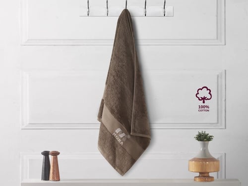 طقم مناشف قطن بامبو 4 قطع - بني