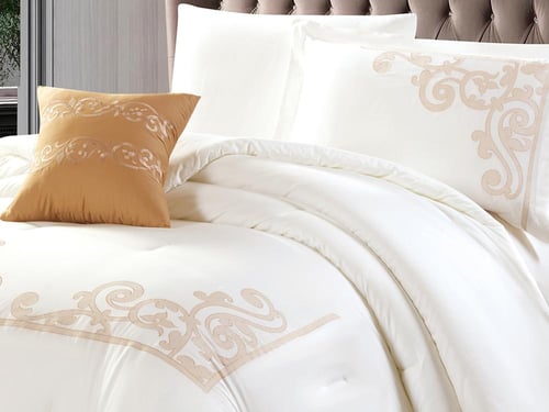 مفرش GISELLE قطن فاخر مطرز مفرد ونص - 140×200 سم -...