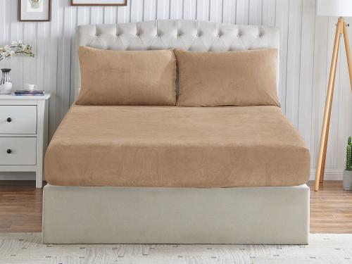 شرشف فلانو شتوي مخمل مطاط مزدوج 3 قطع - 200×200 سم...