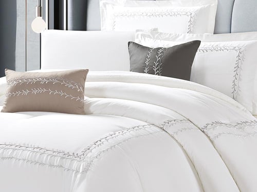 مفرش GISELLE قطن فاخر مطرز مزدوج - 200×200 سم - 10...