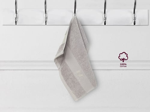 طقم مناشف قطن بامبو 4 قطع - بيج رمادي