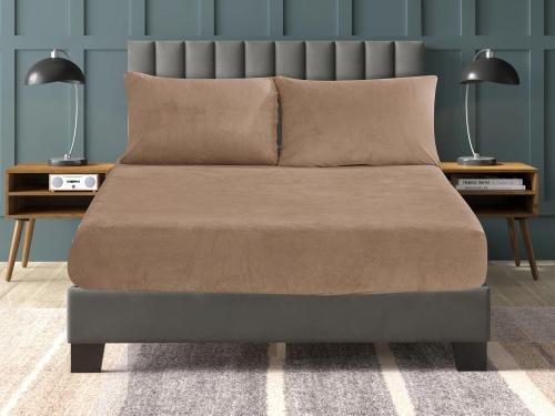 شرشف فلانو شتوي مخمل مطاط مزدوج 3 قطع - 200×200 سم...