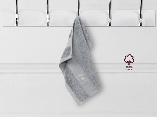 طقم مناشف قطن بامبو 4 قطع - رمادي فاتح