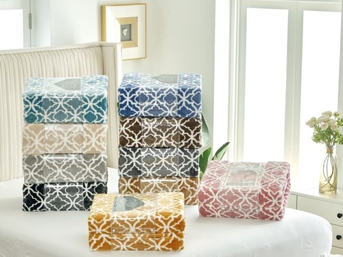 بطانية سوفت مشجر مخملية خفيفة مزدوج - 200×230 سم -...