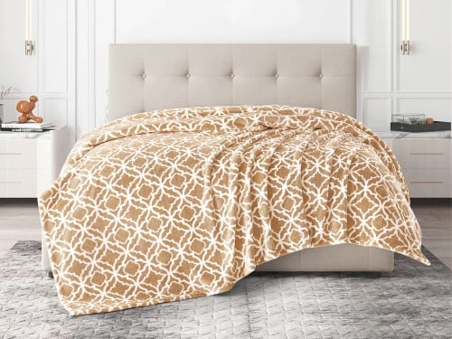 بطانية سوفت مشجر مخملية خفيفة مزدوج - 200×230 سم -...