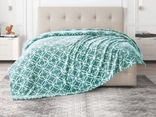 بطانية سوفت مشجر مخملية خفيفة مزدوج - 200×230 سم -...