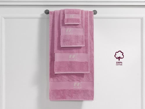 طقم مناشف قطن بامبو 4 قطع - فوشي فاتح