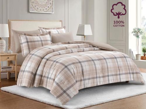 مفرش AMIRA قطن مشجر مودرن مزدوج - 200×200 سم - 6 ق...