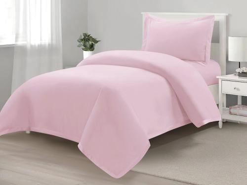 تلبيسة لحاف بدون حشوة مفرد ونص 3 قطع - وردي