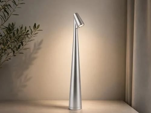 مصباح طاولة LED لاسلكي لمس قابل لإعادة الشحن - فضي