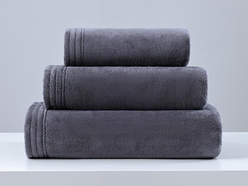 طقم مناشف كورال 3 قطع مايكروفايبر - رمادي غامق