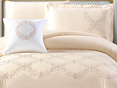 مفرش GISELLE قطن فاخر مطرز مفرد ونص - 140×200 سم -...