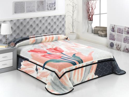 بطانية مورا جولد الإسبانية طابق واحد مزدوج - رمادي