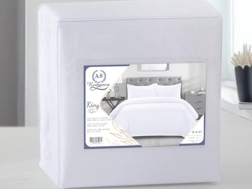 تلبيسة لحاف بدون حشوة مزدوج 4 قطع - أبيض