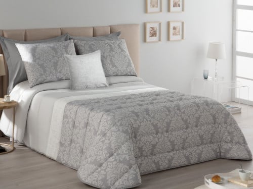 مفرش DIMAS فاخر مزدوج - 200×200 سم - 7 قطع - رمادي