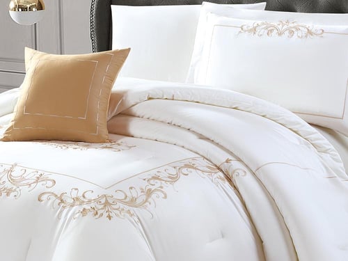 مفرش GISELLE قطن فاخر مطرز مفرد ونص - 140×200 سم -...