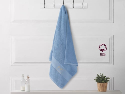 طقم مناشف قطن بامبو 4 قطع - سماوي