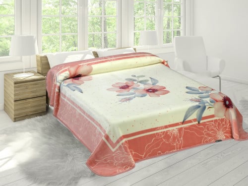 بطانية مورا جولد الإسبانية طابق واحد مزدوج - وردي