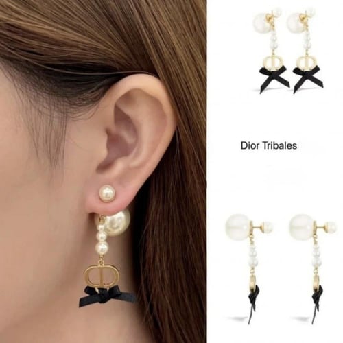 حلق فاخر وراقي جنزير مع لؤلؤ مع فيونكه ستان