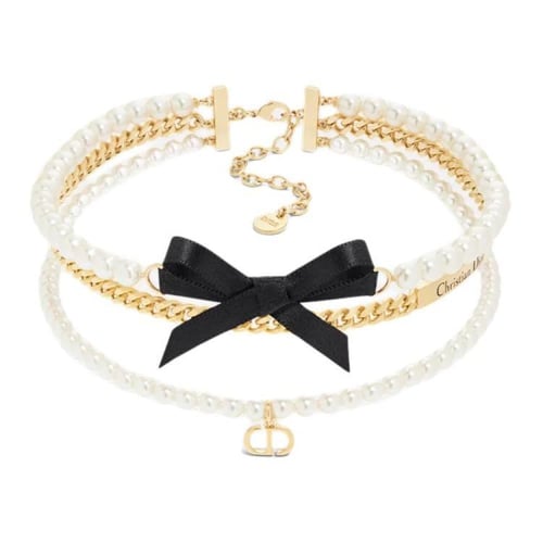 عقد فاخر وراقي جنزير مع لؤلؤ مع فيونكه ستان