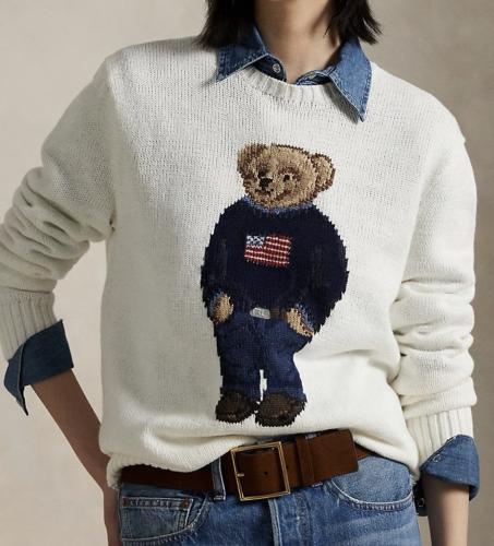 سترة بولو رالف لورين بطبعة دب بمزيج من الصوف