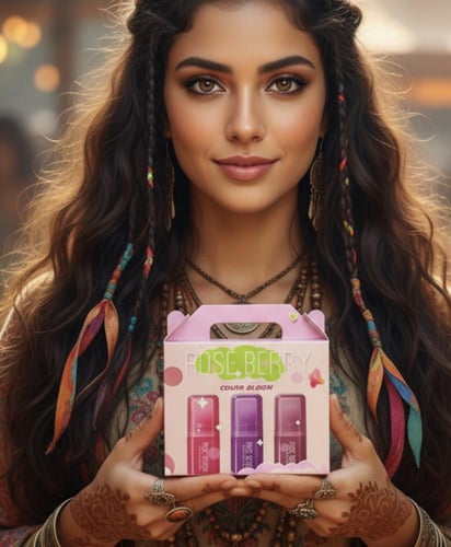 مورد الشفاه والخدود 3 قطع ، روز بيري