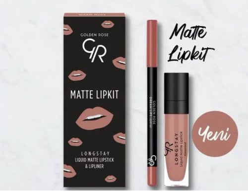 مجموعه باكيت جولدن روز محدد + روج سائل اللون warm...