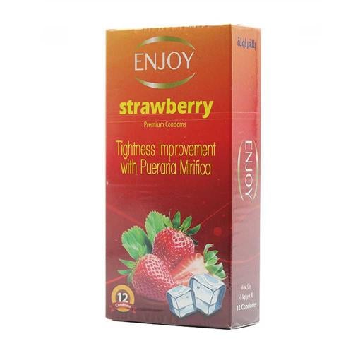 واقيات ذكرية من 12قطع بنكهة الفراولة من انجوي