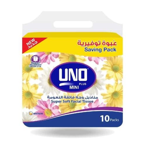 مناديل وجه اونو بلس شنطة 180 منديل 10 عبوة